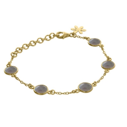 Billede af Susanne Friis Bjørner armbånd sølv forgyldt m. grå agat (17 - 21cm)