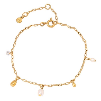 Billede af Hultquist Pebble armbånd forgyldt sølv m. fvp + cz (16+3cm)