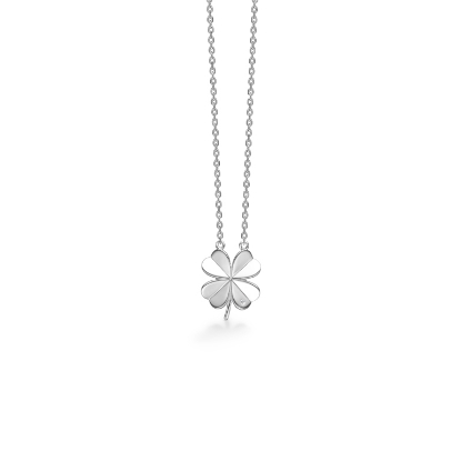 Billede af Mads Z "Clover" halskæde rhodineret sølv m. zirkonia 45 cm