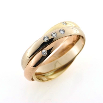Billede af Ring 3 i en, 3,0 mm. 5 brillanter a 0,02 w/vs. 14 kt. (-59)