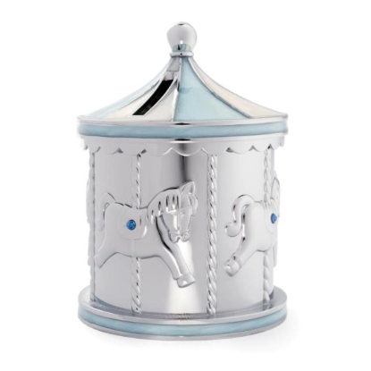 Billede af Nordahl Andersen sparebøsse forkromet blå karusel emalje