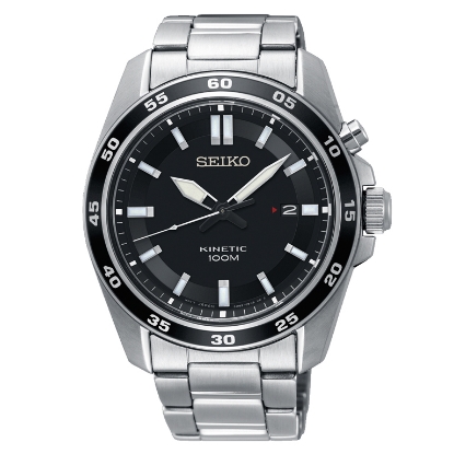 Billede af Seiko herreur Kinetic stål lænke sort skive 10bar mineralglas dato