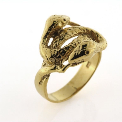 Billede af Slangering med 2 slanger, 925s forgyldt