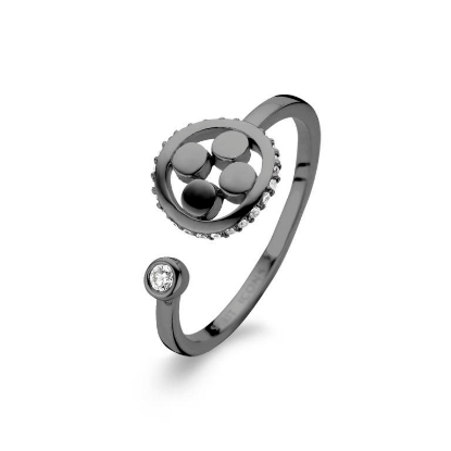 Billede af Spirit Icons ring Perfection sølv sort rhod cz str L*