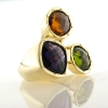 Billede af Ring fattet med 3 stene 14 kt.