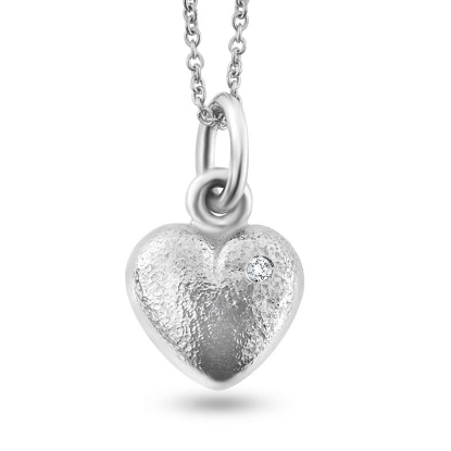 Billede af Vedhæng hjerte med brillant i 14 kt. hvidguld