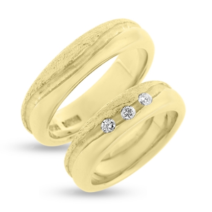 Billede af Vielses & Forlovelses ringe, i d- ring 3 brill. a 0,05 w/vs. 14 kt.