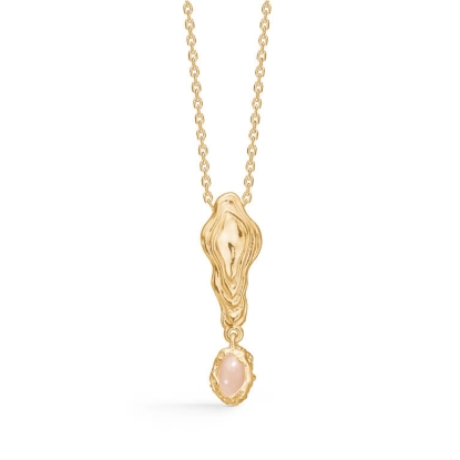 Billede af *Studio Z "Shell" halskæde forgyldt sølv m. rosa cz (40-45 cm)