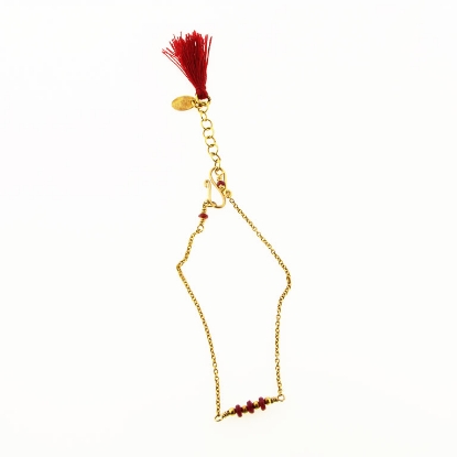 Billede af BeChristensen armbånd Caroline rubiner, sølv forgyldte kugler, s-lås