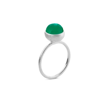 Billede af Susanne Friis Bjørner Ring sølv grøn agat 8mm str. 59