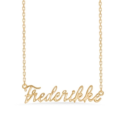 Billede af Studio Z "Name Tag - FREDERIKKE" halskæde forgyldt sølv (40-45 cm)