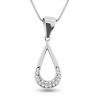 Billede af By Pind halskæde sølv rhodineret dråbeformet med zirkoniasten