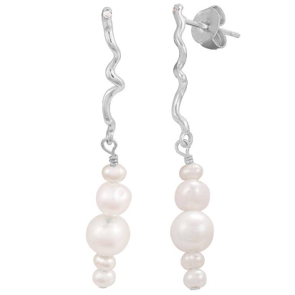 Billede af Hultquist Twisted Esther øreringe sølv m. ferskvandsperler + cz