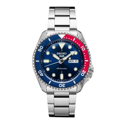Billede af Seiko 5 Sports Automatic herreur stål lænke Pepsi urskive 42,5mm mineralglas 100m