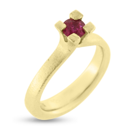 Billede af Ring ægte fac. rubin eller safir 5,0 mm. 14 kt.