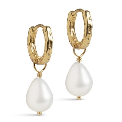 Billede af ENAMEL Copenhagen Significant Pearl øreringe forgyldt sølv m. ferskvandsperle