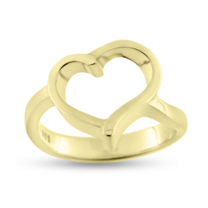 Billede af Ring hjerte, åbent hjerte, 925s forgyldt (forgyldning vil blive slidt af ved dagligt brug !)(hjertering)