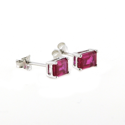 Billede af By Pind ørestik sølv rhodineret med rubin rød zirkoniasten