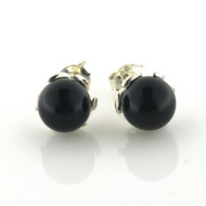 Billede af Ørestik onyx kugler a  8 mm. 925s.