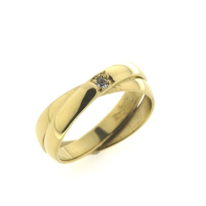 Billede af Ring, loddet fast sammen, isat brill. 0,03 w/vs. 14 kt.