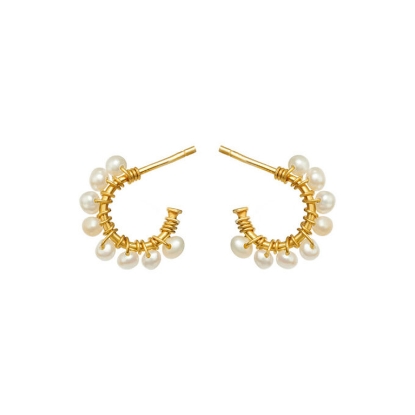 Billede af Susanne Friis Bjørner Creol sølv forgyldt med ferskvandsperler