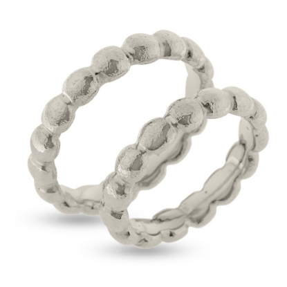 Billede af Forlovelses/vielses ringe, kugler hele vejen rundt, massiv, 14 kt. hvg.