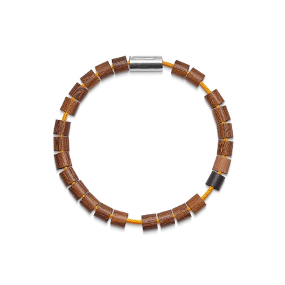 Billede af Mads Z Black Sun "Biarritz" armbånd sølv lås, gul nylon