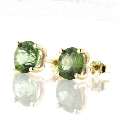 Billede af 1 par ørestik, 4 grab, fattet med Peridot 14 kt. 