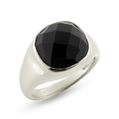 Billede af Ring sort spinel sten 11*11 mm. 14 kt. hvg.
