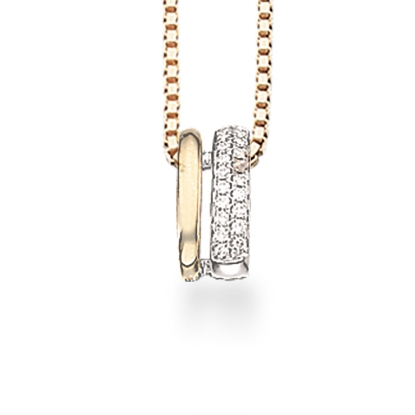 Billede af Scrouples Vedhæng 14 kt. m. brill. og forgyldt kæde