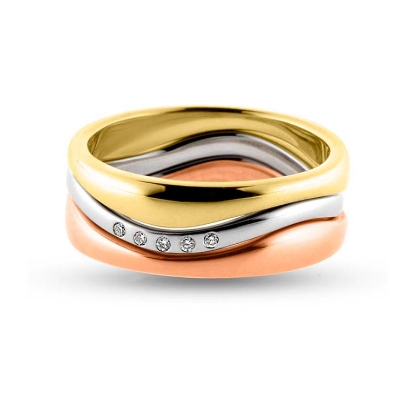 Billede af Collector ringsæt i 14 kt. guld, 14 kt. hvidguld og 14 kt. rosa guld m. brillanter