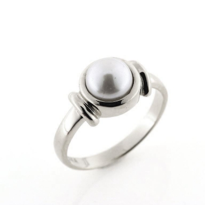 Billede af Ring m. fwp. button 14 kt hvg.