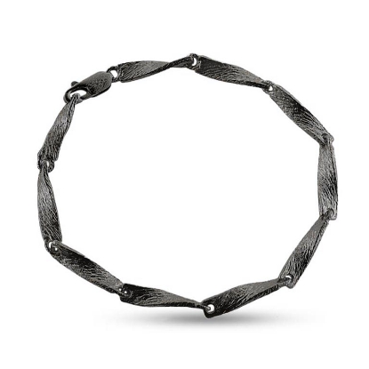 Billede af Armlænke snoet pladeled 18,5-19 cm. 925s. sort rhod.