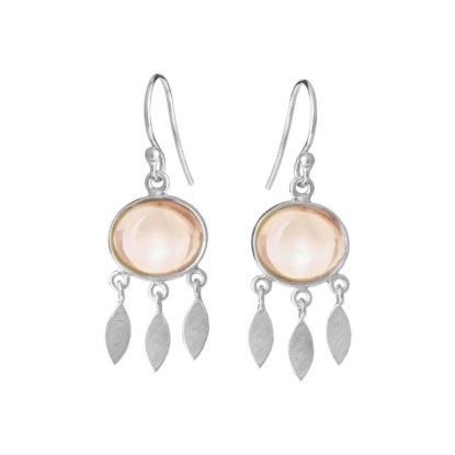 Billede af Susanne Friis Bjørner øreringe sølv m. morganit oval cabochon