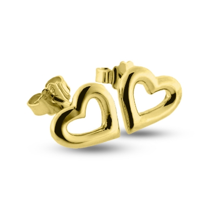 Billede af Ørestik åbent hjerte  925s. forgyldt (forgyldning vil blive slidt af ved dagligt brug !)