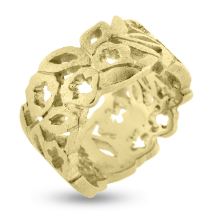 Billede af Ring med udsavninger, br. ca. 11,0 mm, tyk. 2,0 mm. 925s forgyldt (forgyldning vil blive slidt af ved brug !)