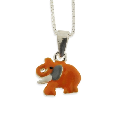 Billede af Bella & Valdemar by Pind halskæde med orange elefant sølv 