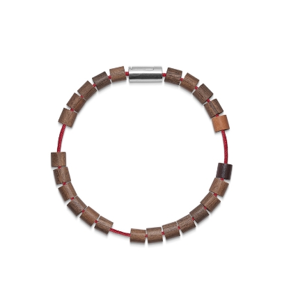 Billede af Mads Z Black Sun "Byron Bay" armbånd sølv lås, rød nylon