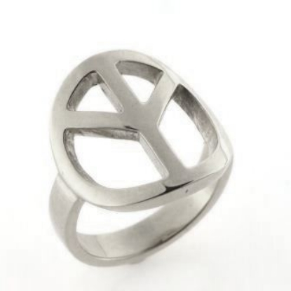 Billede af Ring, fredstegn (peace tegn) dia. 19 mm. 14 kt. hvg.