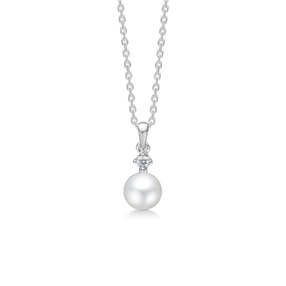 Billede af Mads Z "Crown Pearl" vedhæng 14 kt. hvidguld m. 0,04 ct. diamant + kulturperle (ekskl. kæde)