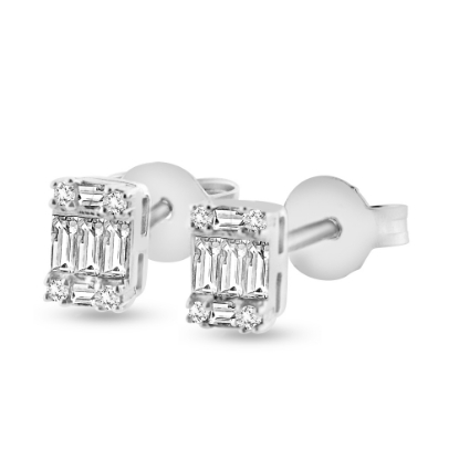 Billede af By Pind ørestikker sølv rhodineret firkantet zirkoniasten
