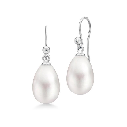 Billede af Julie Sandlau øreringe Afrodite sølv rhodineret perle/cz