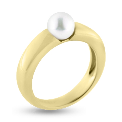 Billede af Ring i guld m. ferskvandsperle 6-6½ m/m.