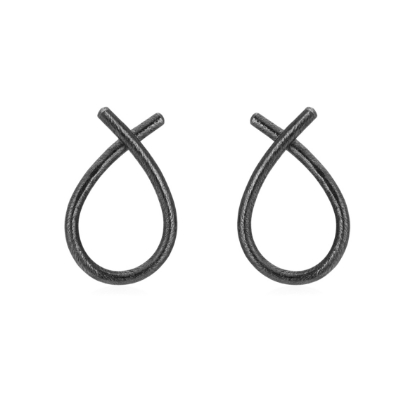 Billede af Susanne Friis Bjørner Ørering sølv sort rhodineret mat dråbe 14x22 mm