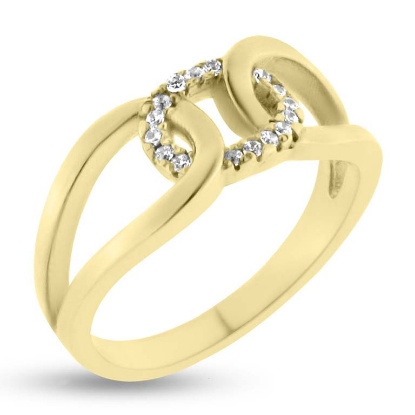 Billede af By Pind ring sølv forgyldt cirkler med zirkoniasten (str 51)