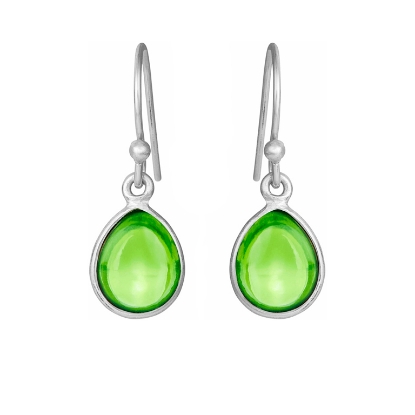 Billede af Susanne Friis Bjørner Ørering sølv dråbe med calcedon peridot krystal