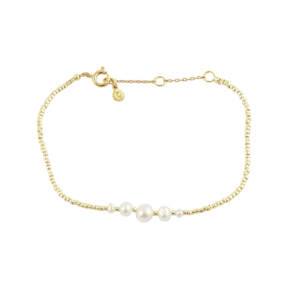 Billede af Hultquist Keyla Armbånd forgyldt sølv m. perler (16+3 cm)