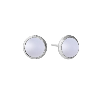 Billede af Susanne Friis Bjørner Ørestik sølv cabochon calcedon 10mm