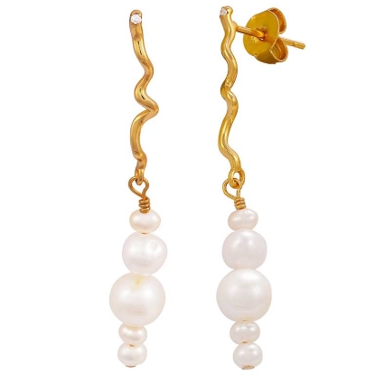 Billede af Hultquist Twisted Esther øreringe forgyldt sølv m. ferskvandsperler + cz