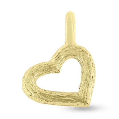 Billede af Vedhæng hjerte, med fast øsken, åbent massivt, rå barket overflade